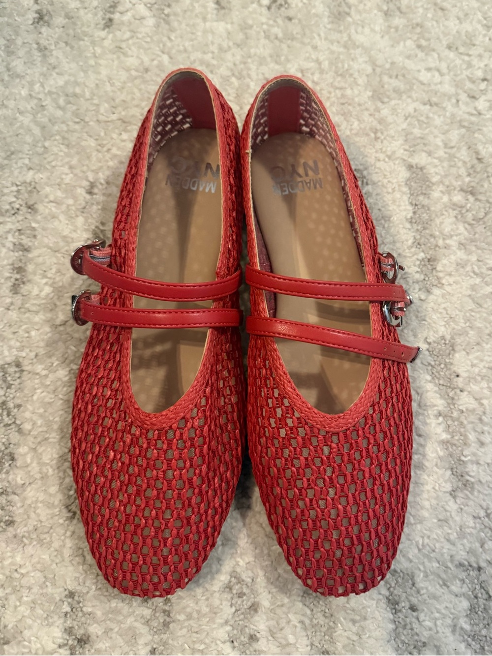 Red Mary Jane Flats - Double Strap